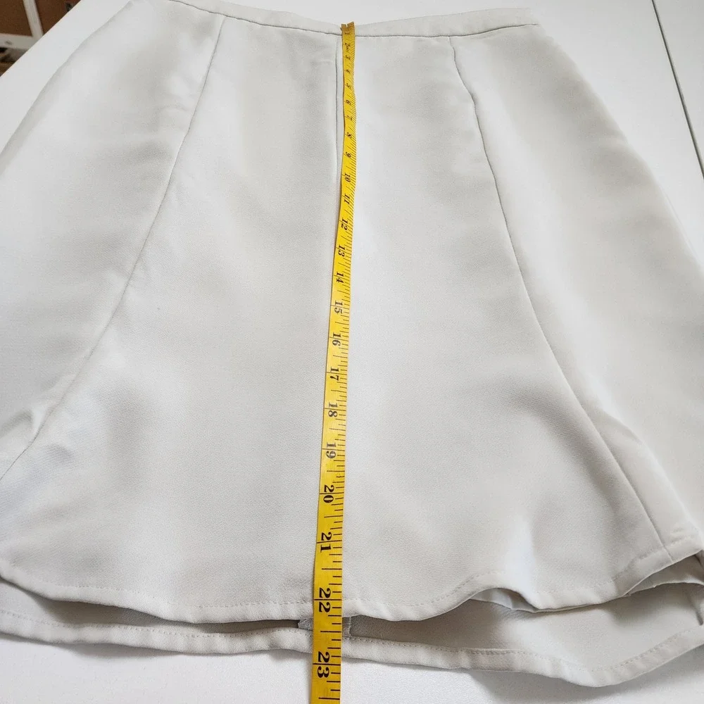 Talbots Womens Flounce Hem Skirt‎ Size 10 Ivory Cream Side Zip Lined Career Wear